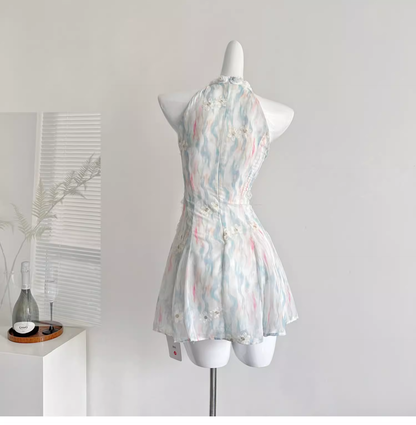 Sweet Jasmine Green Summer Sweet Slim Waist Design Short Birthday Dress  YM2084
