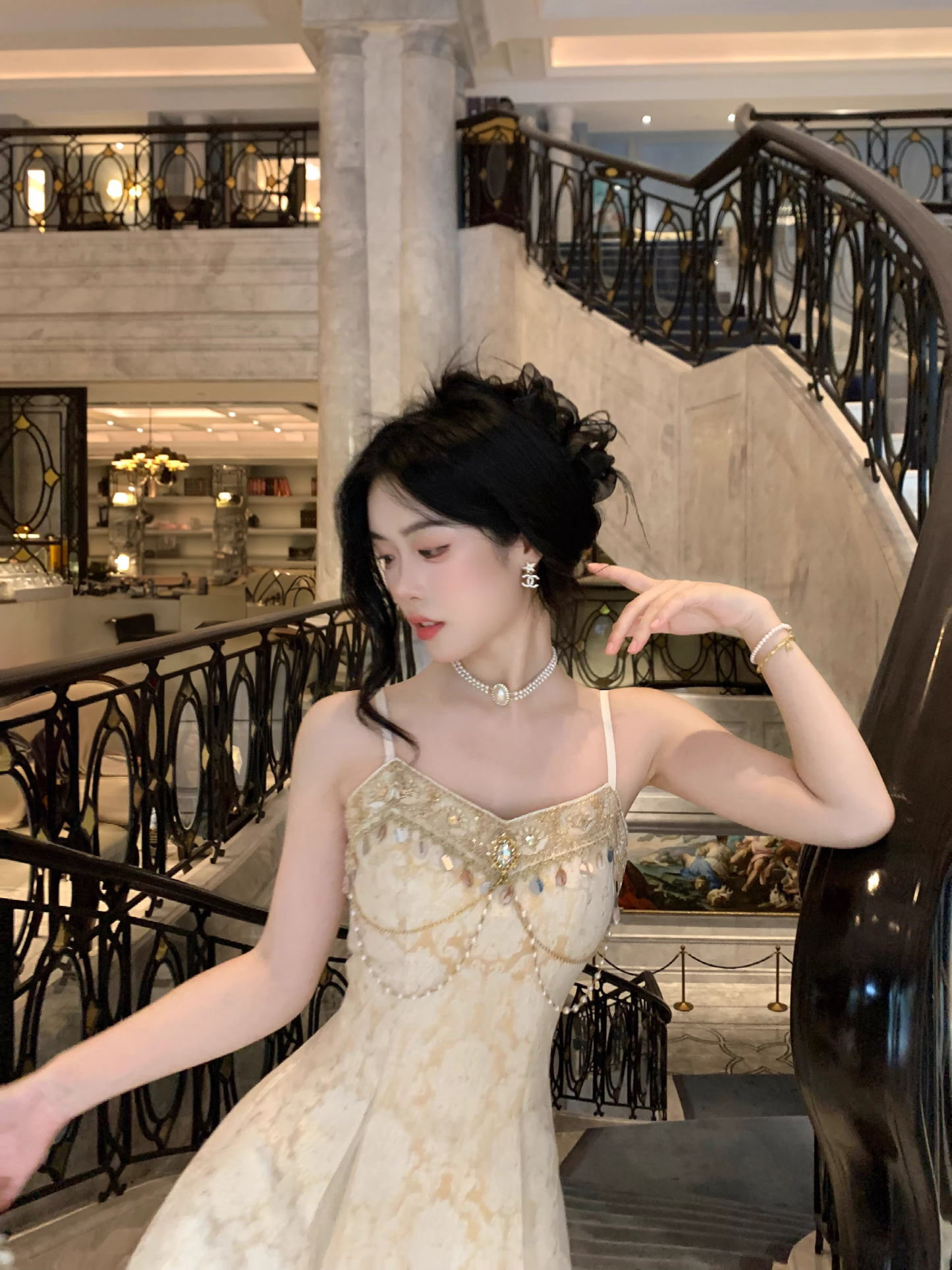 Palace Style Light Dress Sequin Jacquard Birthday Dress New Style YM2033