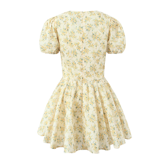Floral V-neck puff sleeve dress YM1568