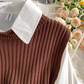 Long Shirt Tie Knitted Vest Two-Piece Set, YM259