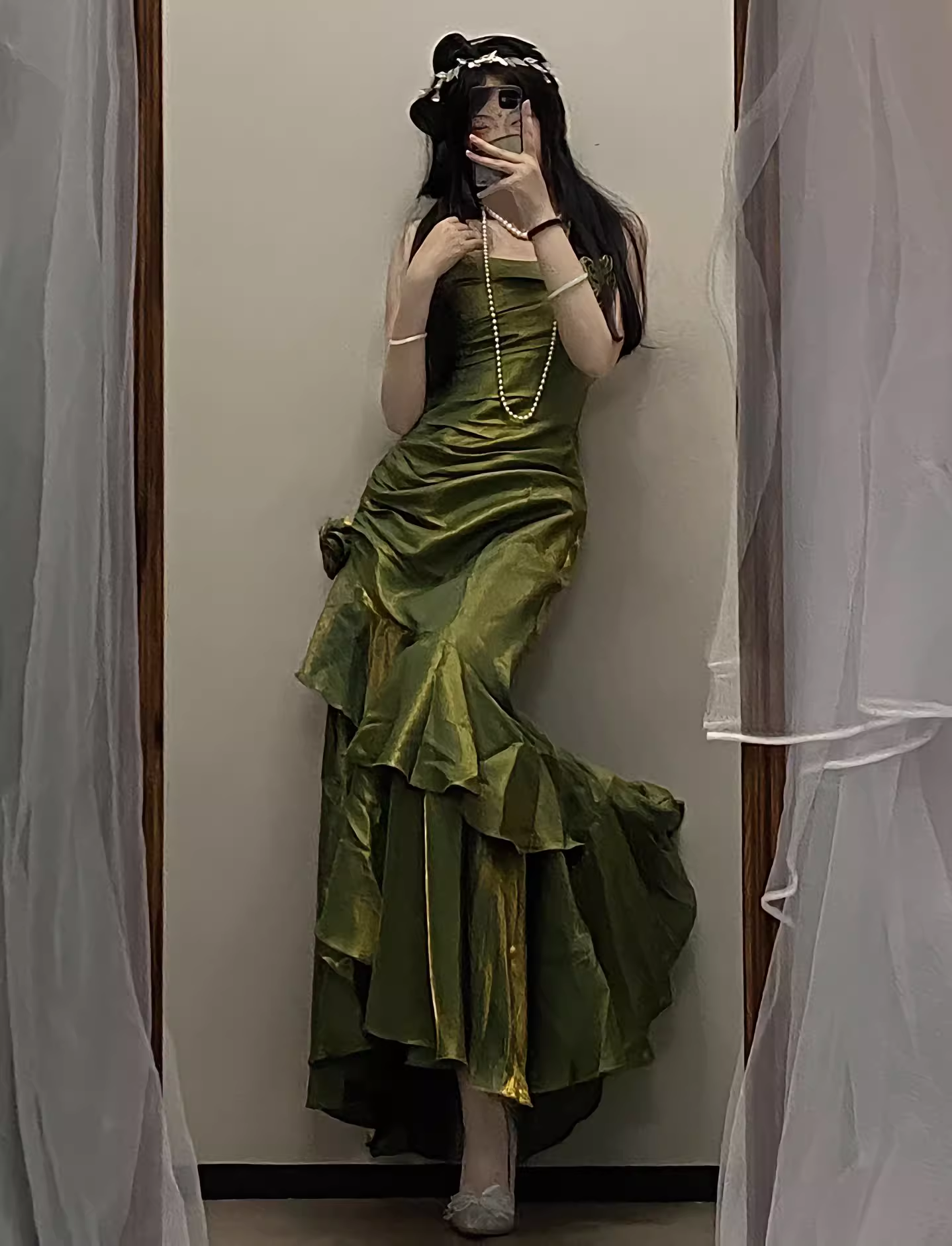 Beautiful Green Mermaid Straps Party Dress French Dress YM1653