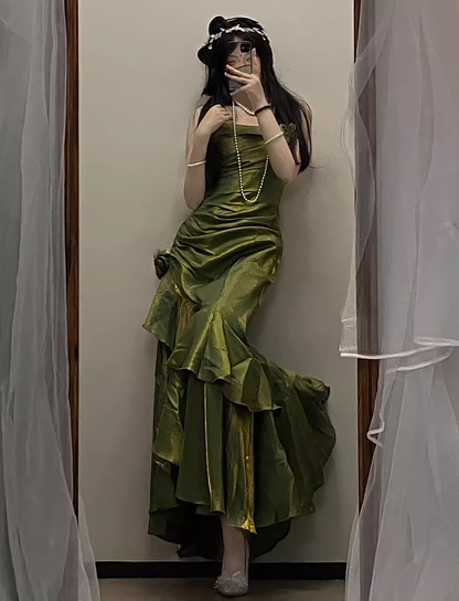 Beautiful Green Mermaid Straps Party Dress French Dress YM1653