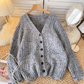 Lazy style sweater coat women autumn all-match cable knitted cardigan YM1584