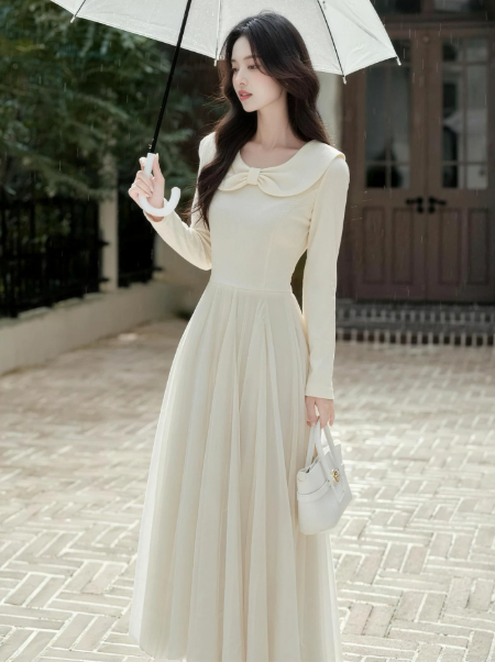 Gentle Ivory Tulle Flowy Jewel A-Line Corset Maxi Women Dress Holiday Dress YM2750