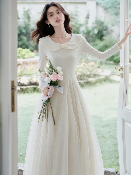 Gentle Ivory Tulle Flowy Jewel A-Line Corset Maxi Women Dress Holiday Dress YM2750