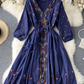 A Line V Neck Embroidery Summer Dress  YM442