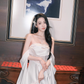 Elegant Wedding Dress Toast Dress White Birthday Party Dress  YM1659