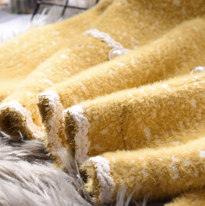 White Imitation Mink Fleece Sweater Coat New Autumn And Winter Thickened Knitted Cardigan YM2370