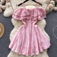 women's summer off shoulder ruffled dress,YM116
