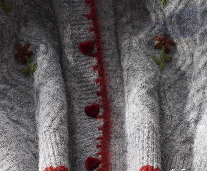 Embroidered POLO collar Short Sweater Cardigan Women's Loose Autumn New Japanese Knitted Jacket YM2343