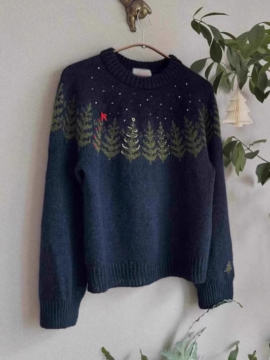 Navy Blue Sweater For Women Winter New Style Lazy Style High-End Beautiful Sweater YM1842