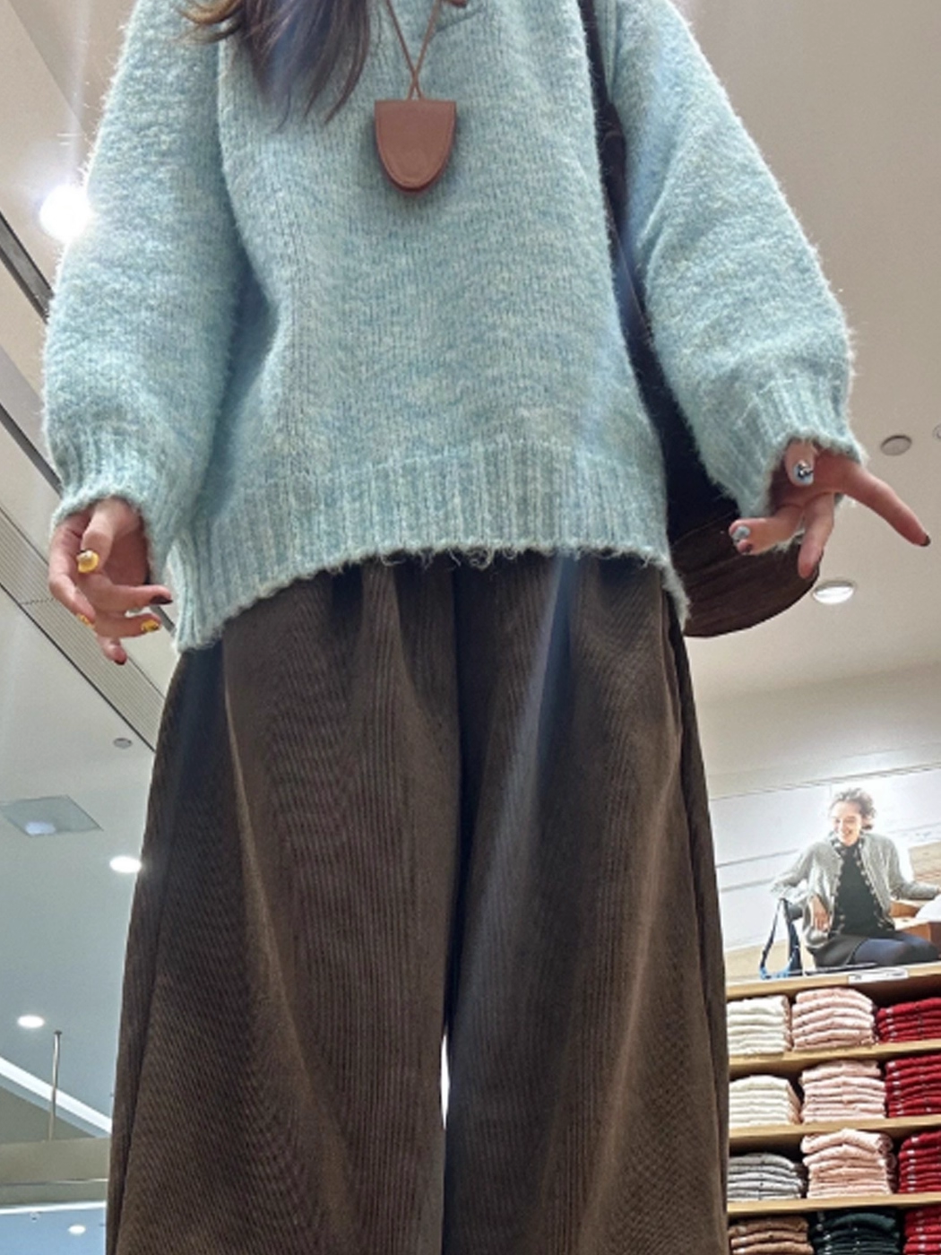 Blue Pullover Soft And Cozy Sweater, Thick And Warm Loose Knitwear YM2406
