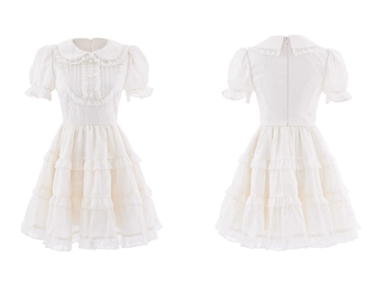 Sweet Apricot And Age-Reducing Doll Collar Pearl Lace Cake Dress Princess Dress YM2030