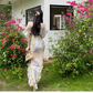 Off The Shoulder Dress Women's Ruffle Printed Irregular Skirt YM1064