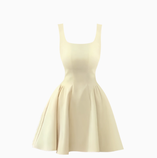 Gentle Square Neck Straps Holiday Dress Sweet A-Line Short Birthday Dress YM2166