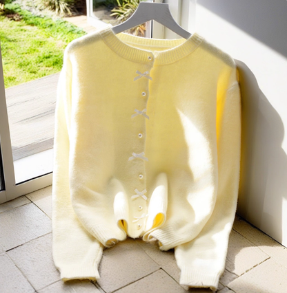 Sweet And Soft Sweater Jacket New Style Yellow Age-Reducing Outerwear Knitted Cardigan YM2375