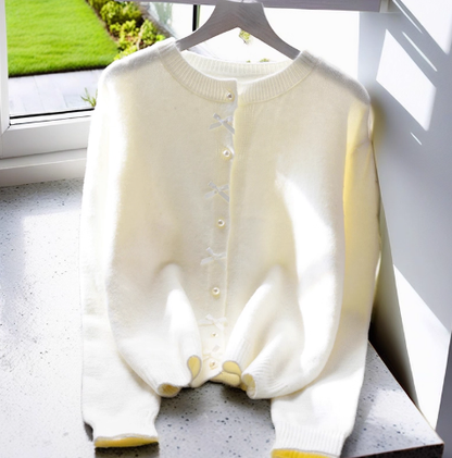 Sweet And Soft Sweater Jacket New Style Yellow Age-Reducing Outerwear Knitted Cardigan YM2375