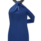 Sexy royal blue halterneck diamond chain backless satin dress YM1912