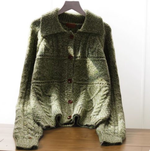 POLO Collar Design Short Sweater Cardigan New Korean Style All-match Knitted Jacket YM2345