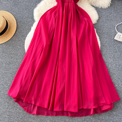 Red A-line Summer Dress  YM327