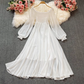 Bohemian white lantern sleeve square neck chiffon a-line dress YM815