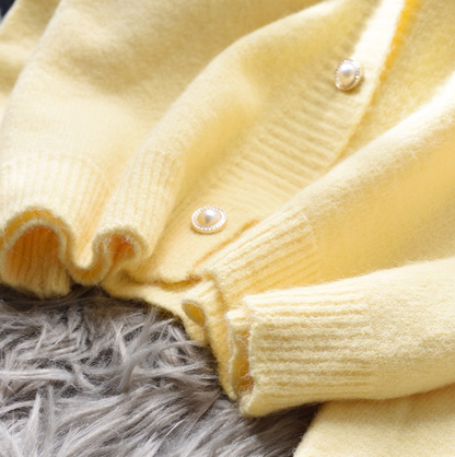 Yellow Small Fresh Short Sweater Coat Knitted Cardigan YM2386
