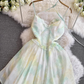A-line irregular chiffon print dress seaside holiday beach dress YM1046