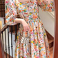 Retro Chic Floral Puff Sleeve Dress for Women Summer  YM1133
