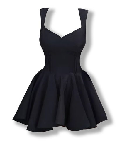 Sexy Black V Neck  A Line Short Party Dress Holiday Dress YM2163