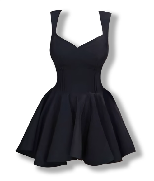 Sexy Black V Neck  A Line Short Party Dress Holiday Dress YM2163