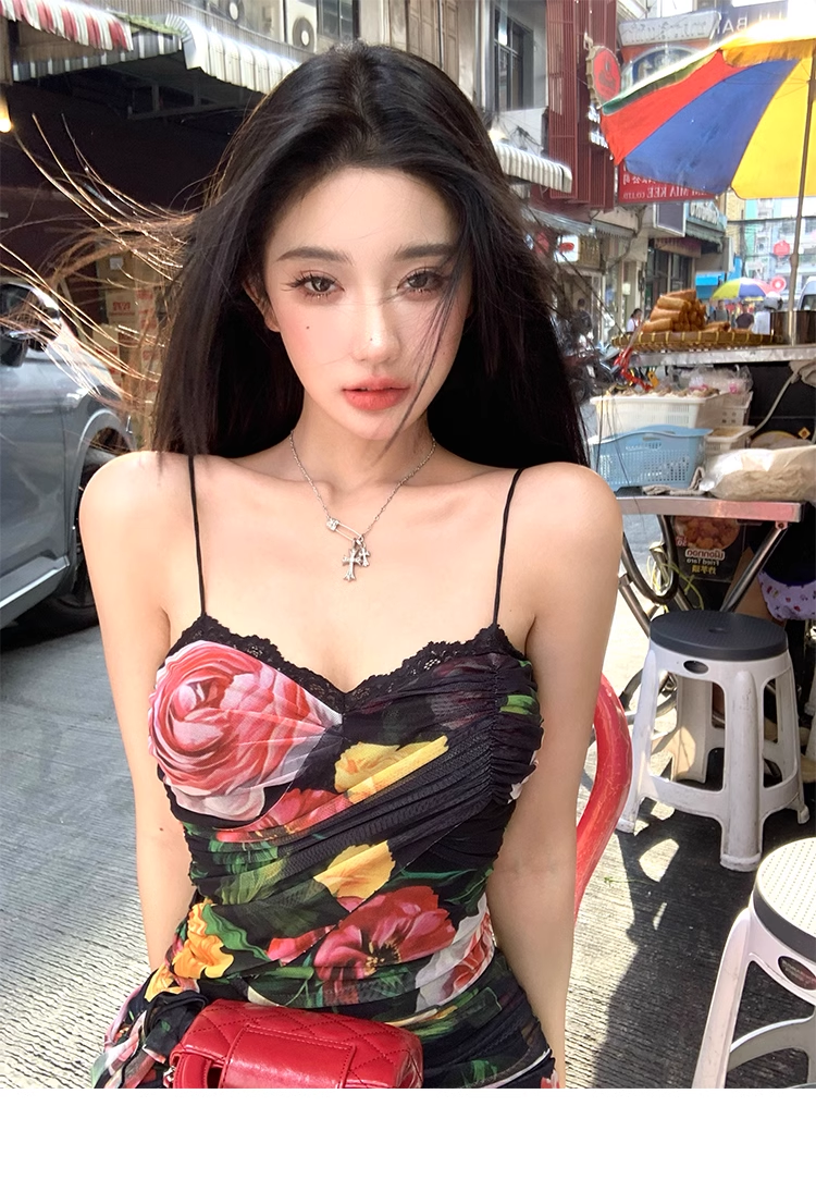 Pretty Straps Florals Party Dress Sexy Mini Cocktail Dress YM1984