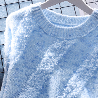 Purple Lazy Style Pullover Soft Knitted Sweater Loose YM2378