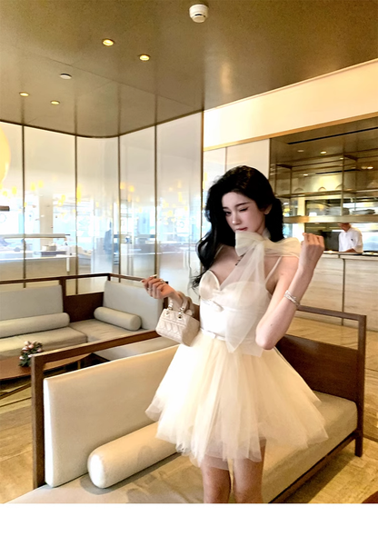 Simple Straps Tulle Princess Prom Dress Birthday Party Outfits YM1998