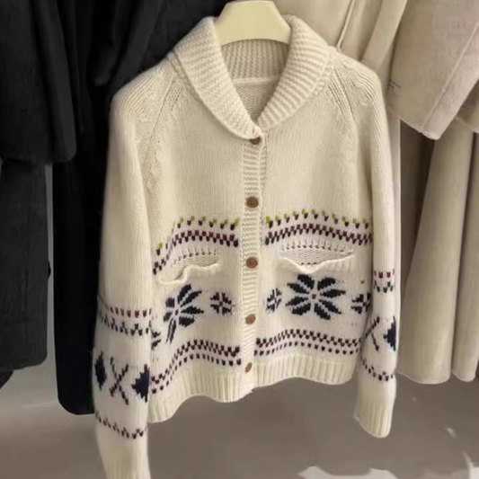 Beautiful And Stylish Jacquard Sweater,Apricot Knitted Jacket, YM1867