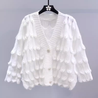 Gradient beaded V-neck sweater YM927