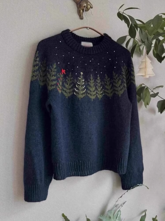 Navy Blue Sweater For Women Winter New Style Lazy Style High-End Beautiful Sweater YM1842