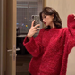 Christmas Red Sweater Thick Pullover Bright Silk Knitted Sweater YM1809