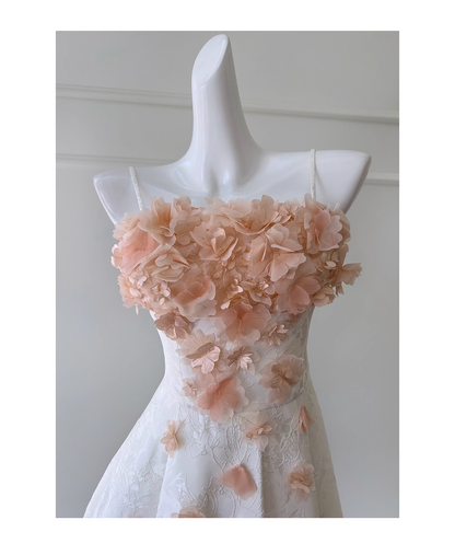 Sexy Suspender Flower Strapless Birthday Dress Jacquard Irregular Banquet Dress YM2120