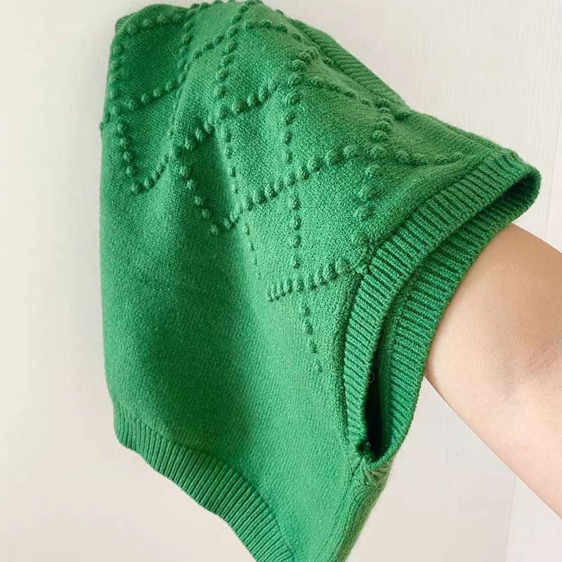 Knitted vest green flower embroidered sweater vest YM1908