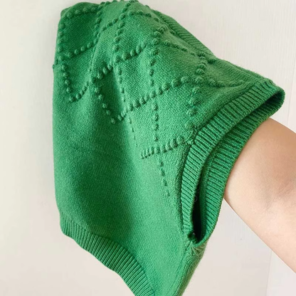 Knitted vest green flower embroidered sweater vest YM1908