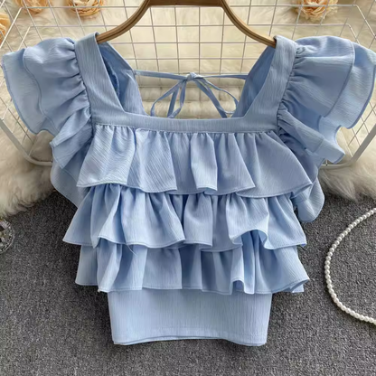 Women's Ruffled Square Collar Blouses ,YM137