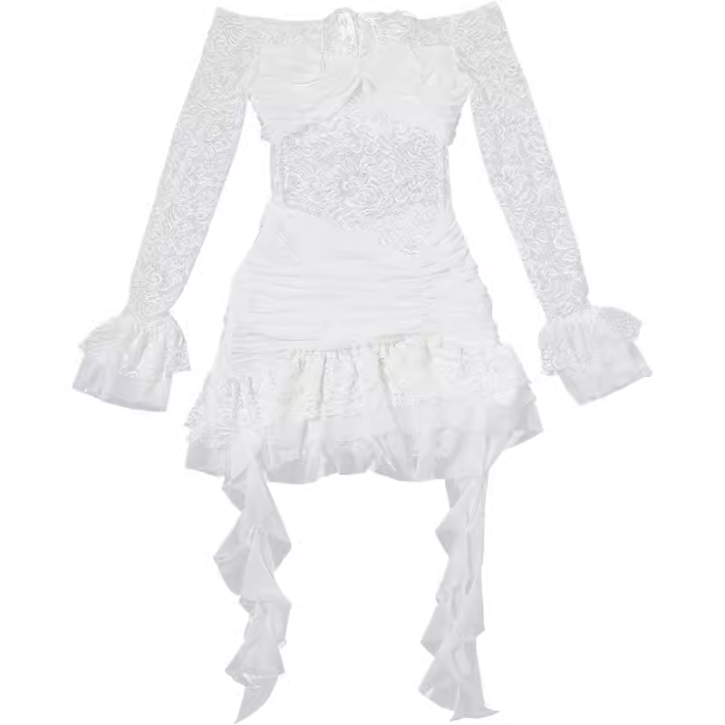 White Lace Mini Dress   YM1341