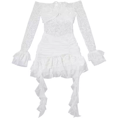 White Lace Mini Dress   YM1341