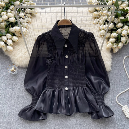 Women's ruffled puff sleeve blouses YM567