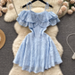 women's summer off shoulder ruffled dress,YM116