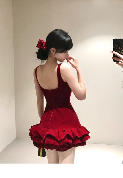 Tutu Dress New Style Birthday Date Exquisite Little Burgundy Dress YM1979