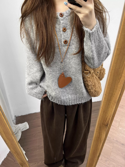New Long-sleeved Knit Sweater, Thick, Loose, Soft And Cozy Pullover Sweater YM2408