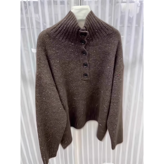Brown Sequined Thickened Sweater For Women  YM1855