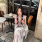 Retro oil painting printed suspender dress for women in summer YM1452
