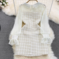 Stitching tweed waist A-line dress for women,vocation dress YM233, YM233
